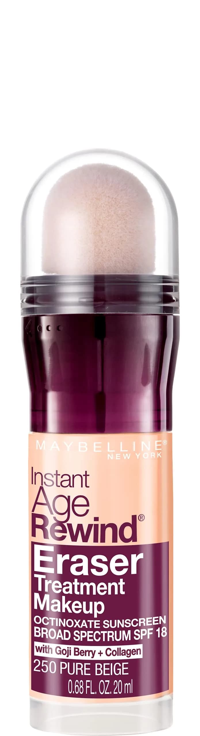 Maybelline Instant Age Rewind Eraser Foundation SPF 20, 250 Pure Beige | Blurs Fine Lines & Wrinkles - main product image