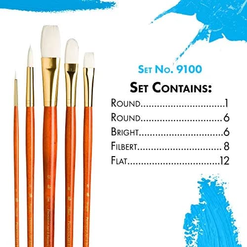 Princeton RealValue Brush Set, 5 Piece | Synthetic Taklon, Orange Handle, All Art Types thumbnail 3