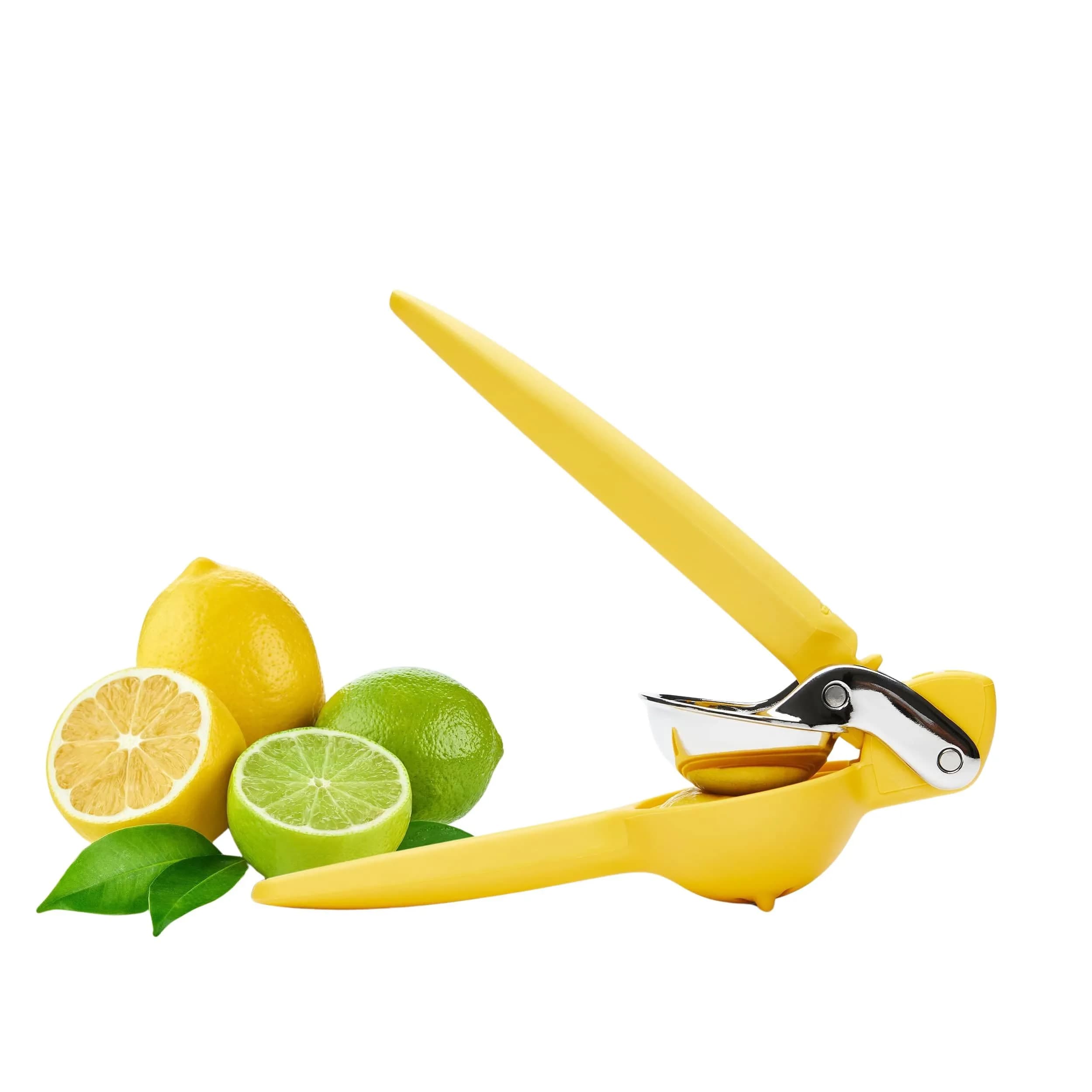 Chef'n FreshForce Lemon Squeezer Citrus Juicer, Manual Hand Press with Dual-Gear Power for Maximum Juice Extraction, Durable, Yellow | Effortless Juicing