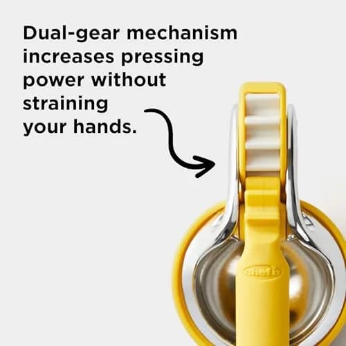 Chef'n FreshForce Lemon Squeezer Citrus Juicer, Manual Hand Press with Dual-Gear Power for Maximum Juice Extraction, Durable, Yellow | Effortless Juicing thumbnail 4