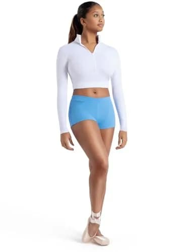 Capezio Women's Low Rise Boy Cut Short Columbia Blue Small | Comfortable Dance Shorts thumbnail 4