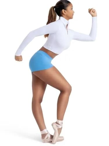 Capezio Women's Low Rise Boy Cut Short Columbia Blue Small | Comfortable Dance Shorts thumbnail 5