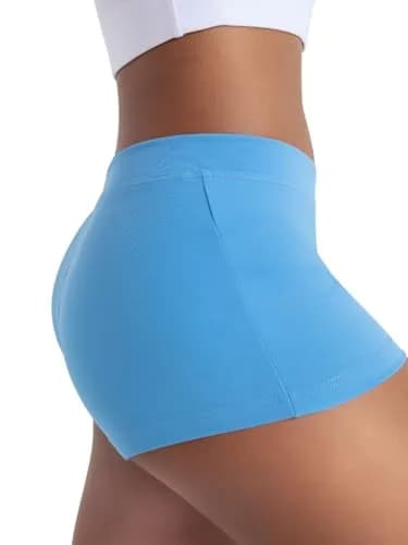 Capezio Women's Low Rise Boy Cut Short Columbia Blue Small | Comfortable Dance Shorts thumbnail 2