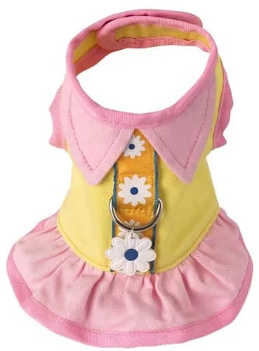 Doggles Dog Harness Dress, Yellow, Small | Breathable Cotton & Secure Hook & Loop Closure thumbnail 1