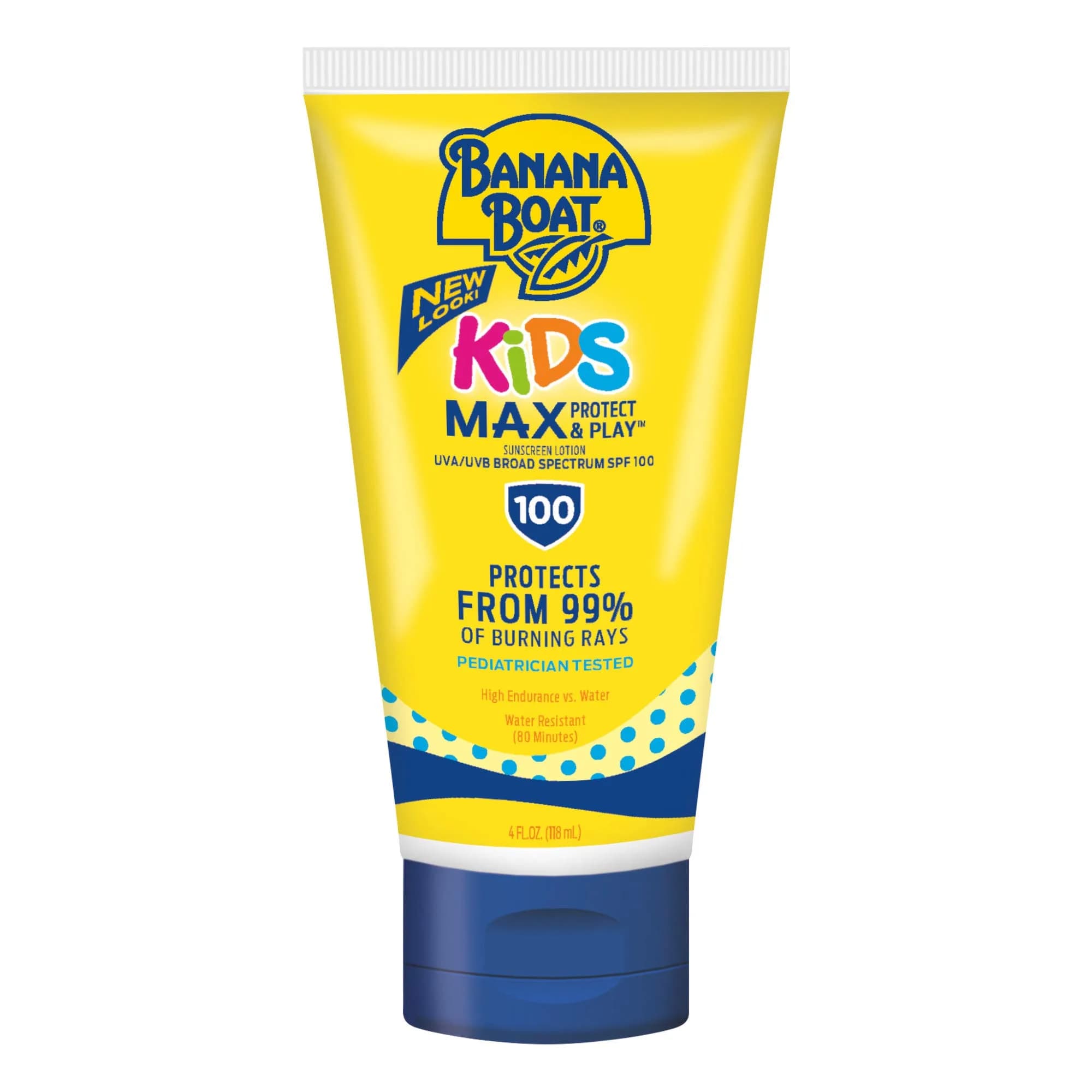Banana Boat Kids Max Protect & Play Lotion Sunscreen SPF 100 118ml (4 Fl Oz) | Protects Against 99% of Burning Rays — Kids - SPF 100 - 4oz