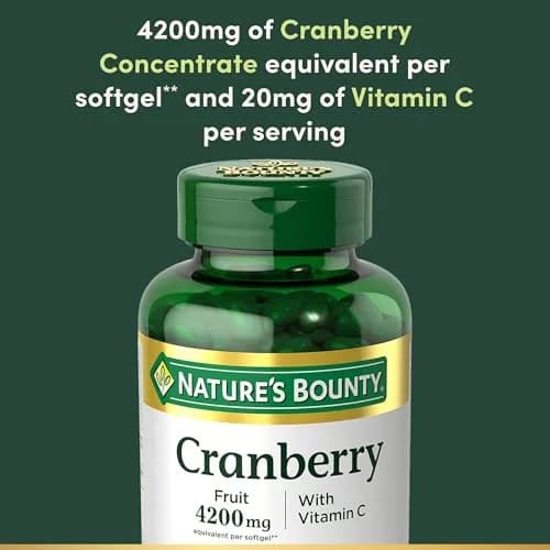 Nature's Bounty Cranberry Pills for Women Urinary Tract Health, 250 Softgels | Cranberry Concentrate & Vitamin C Support thumbnail 3