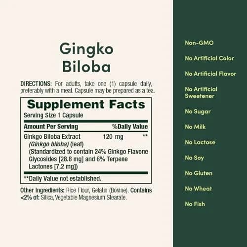 Nature's Bounty Ginkgo Biloba Capsules 120mg | Memory Support & Brain Function thumbnail 5