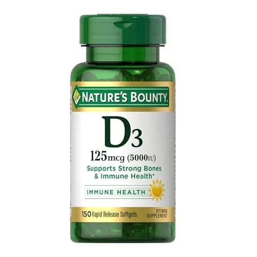 Nature's Bounty Vitamin D3 5000 IU Softgels | Rapid Release, 150 Count for Immune & Bone Support thumbnail 1