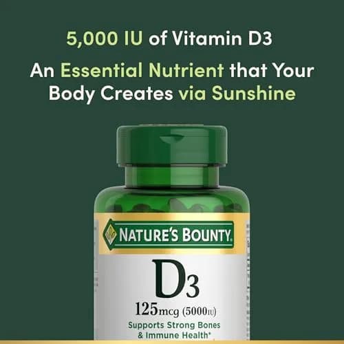 Nature's Bounty Vitamin D3 5000 IU Softgels | Rapid Release, 150 Count for Immune & Bone Support thumbnail 3
