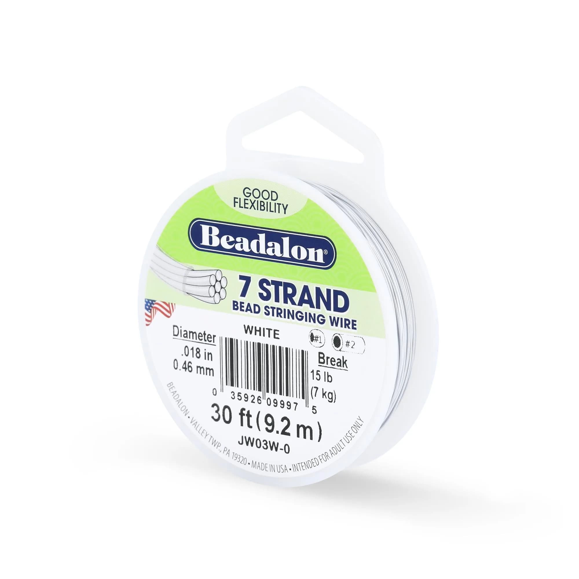 Beadalon 7-Strand Stainless Steel Beading Wire - 0.46 mm (0.018 in) White | Flexible Jewelry Wire - main product image