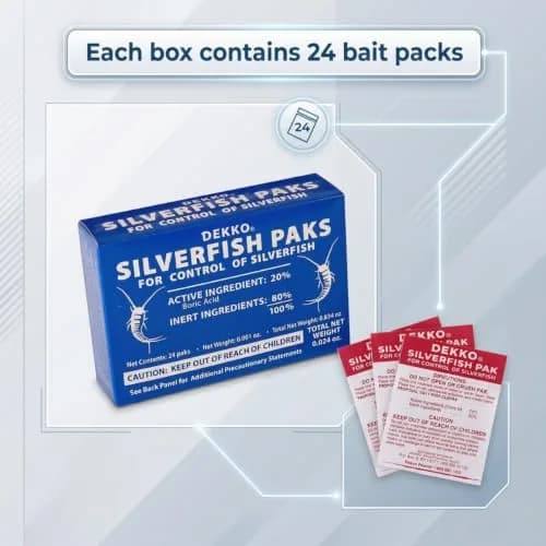 Dekko Silverfish Paks 24-Count | Boric Acid Insecticide for Silverfish Control thumbnail 3