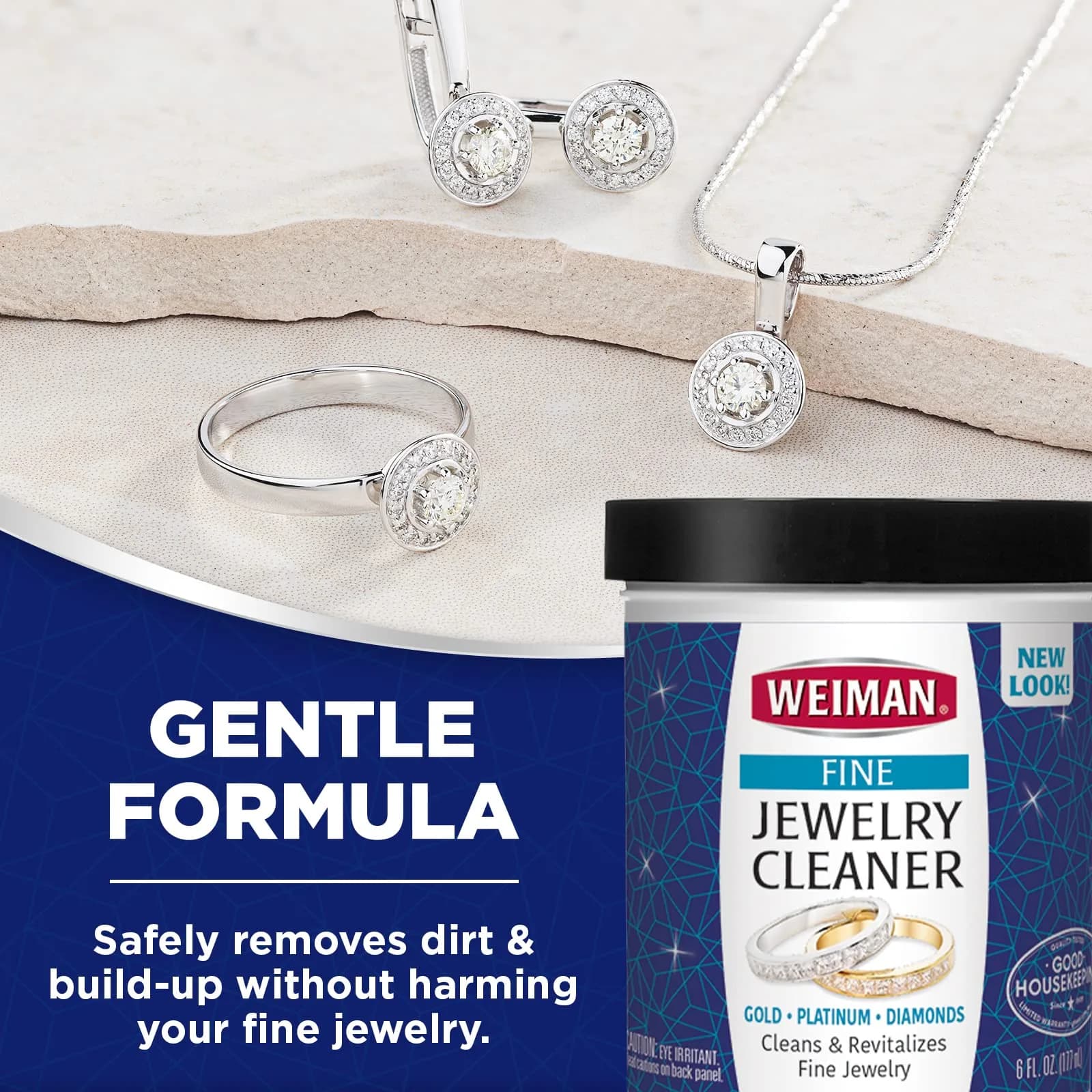 Weiman Fine Jewelry Cleaner Liquid with Brush – Restores Shine to Gold, Platinum, Gemstones & Diamonds, 6 Oz (177 ml) - view 4