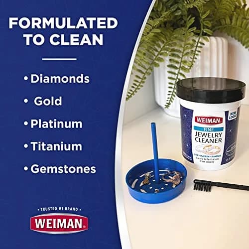 Weiman Fine Jewelry Cleaner Liquid with Brush – Restores Shine to Gold, Platinum, Gemstones & Diamonds, 6 Oz (177 ml) thumbnail 5