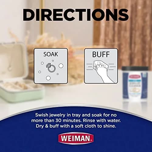 Weiman Fine Jewelry Cleaner Liquid with Brush – Restores Shine to Gold, Platinum, Gemstones & Diamonds, 6 Oz (177 ml) thumbnail 6
