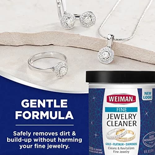 Weiman Fine Jewelry Cleaner Liquid with Brush – Restores Shine to Gold, Platinum, Gemstones & Diamonds, 6 Oz (177 ml) thumbnail 4