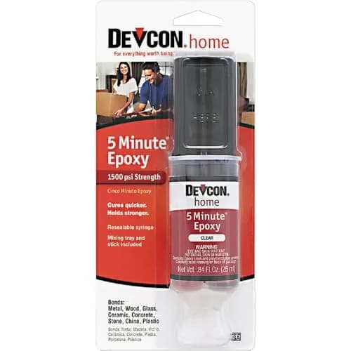 Devcon High Strength 5-Minute Epoxy 25ml (0.84 oz) | Fast-Drying Clear Adhesive for Metals, Wood, Glass thumbnail 1