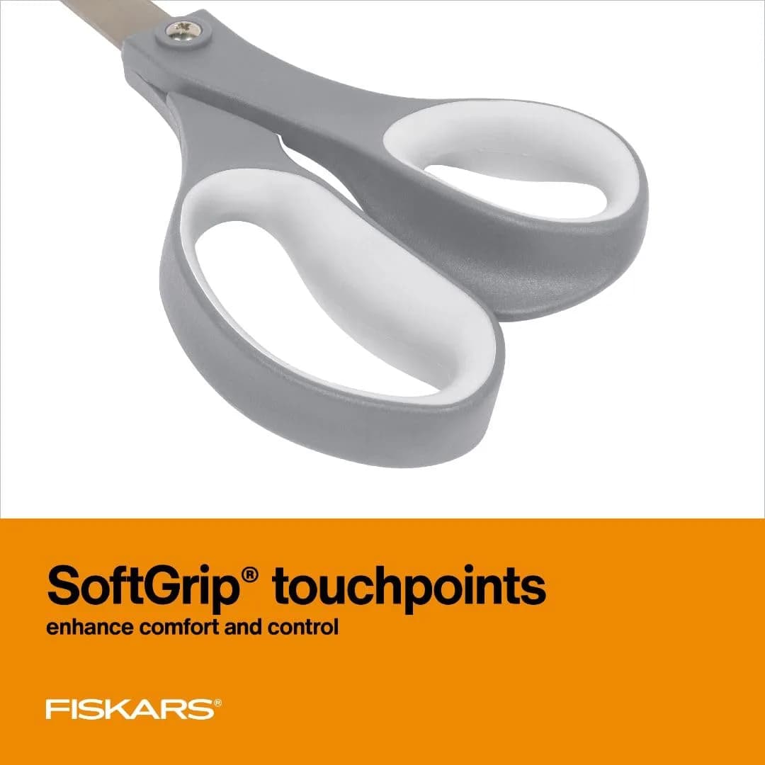 Fiskars 8" SoftGrip Everyday All Purpose Scissors, Grey | Precision Stainless Steel Blades - view 4