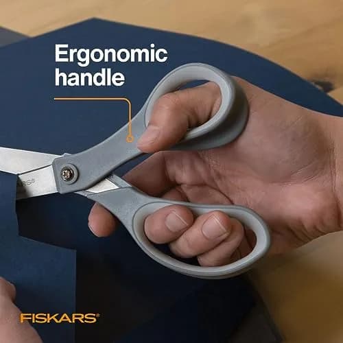 Fiskars 8" SoftGrip Everyday All Purpose Scissors, Grey | Precision Stainless Steel Blades thumbnail 5
