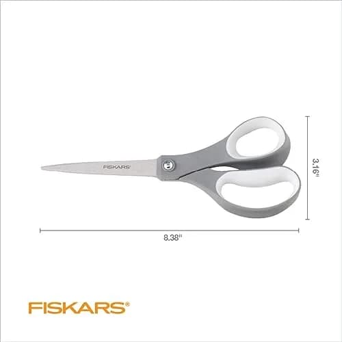 Fiskars 8" SoftGrip Everyday All Purpose Scissors, Grey | Precision Stainless Steel Blades thumbnail 2