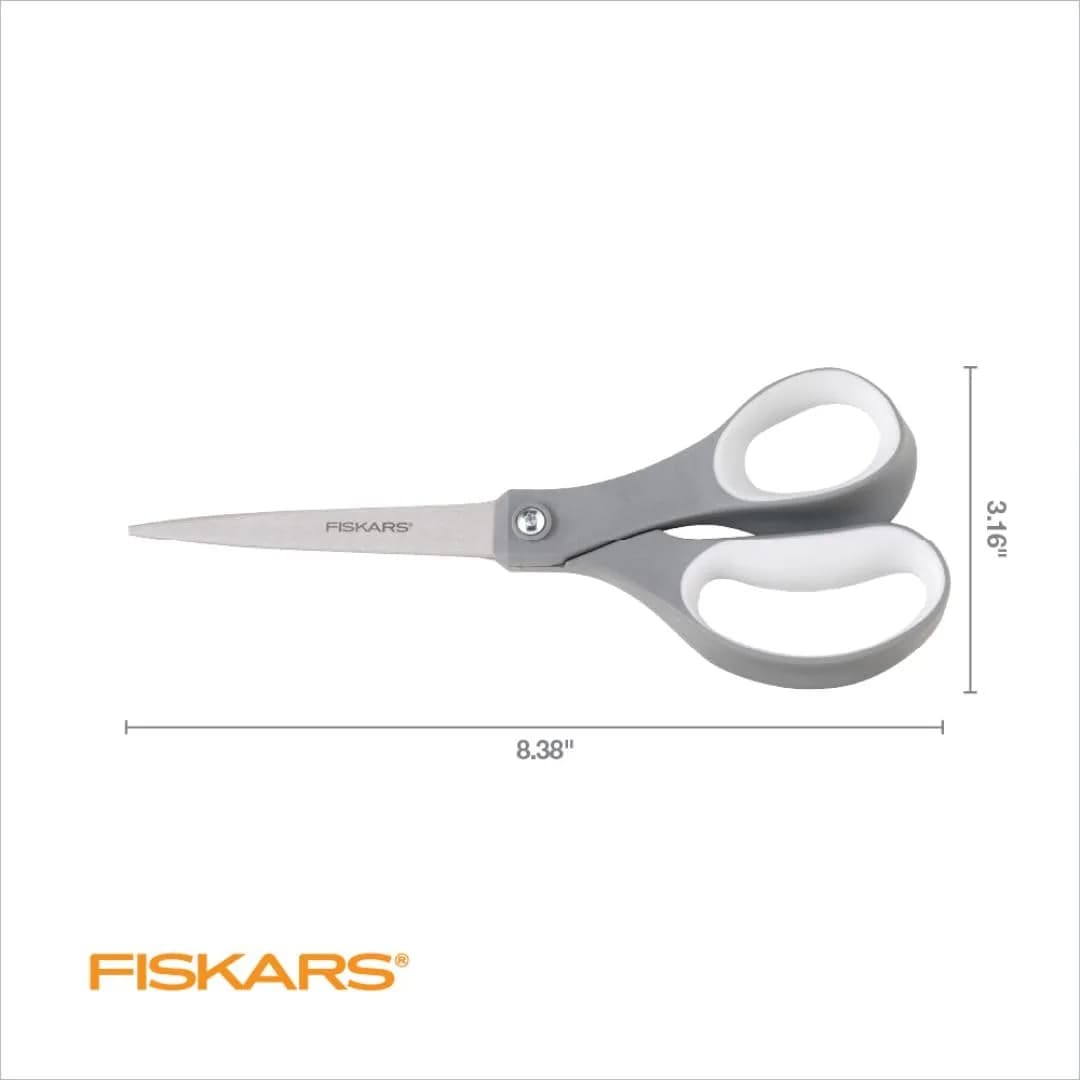 Fiskars 8" SoftGrip Everyday All Purpose Scissors, Grey | Precision Stainless Steel Blades - view 2
