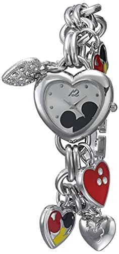 Accutime Disney Mickey Mouse Charm Bracelet Watch - 28.2mm Heart Case | Japanese Quartz Movement thumbnail 1
