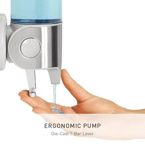 simplehuman Triple Wall Mount Pumps, Hotel-Grade Refillable 3-Chamber Shower Dispenser, Stainless Steel | Precise, No-Drill Install thumbnail 5