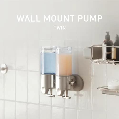 simplehuman Wall Mount Pumps, Twin 15 fl. oz. Stainless Steel | Space-Saving Shower Dispenser thumbnail 4
