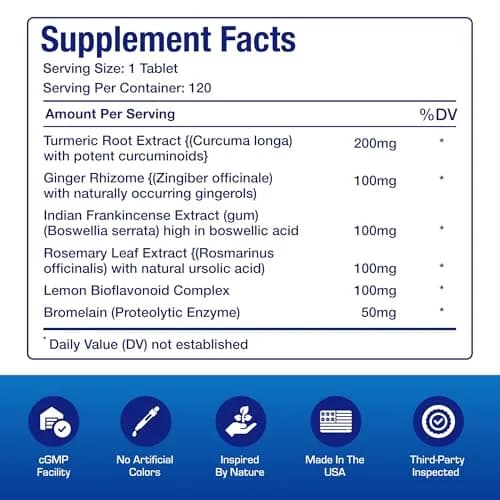 Pro ENZ Joint Support Supplement - Clinical Formula Turmeric Boswellia for Joint & Cartilage Mobility (120 Servings) thumbnail 2