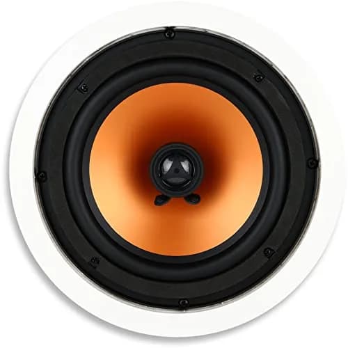 Micca M-8C 8-Inch 2-Way In-Ceiling Speaker, Round, White, 200 Watts (Each) | 20.3 cm (8") Woofer, 2.5 cm (1") Aimable Silk Tweeter thumbnail 1