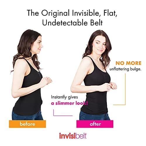 Invisibelt Skinny Belt | No Buckle Flat Waist Support | Adjustable Lightweight PVC Strap | Black, Standard thumbnail 4