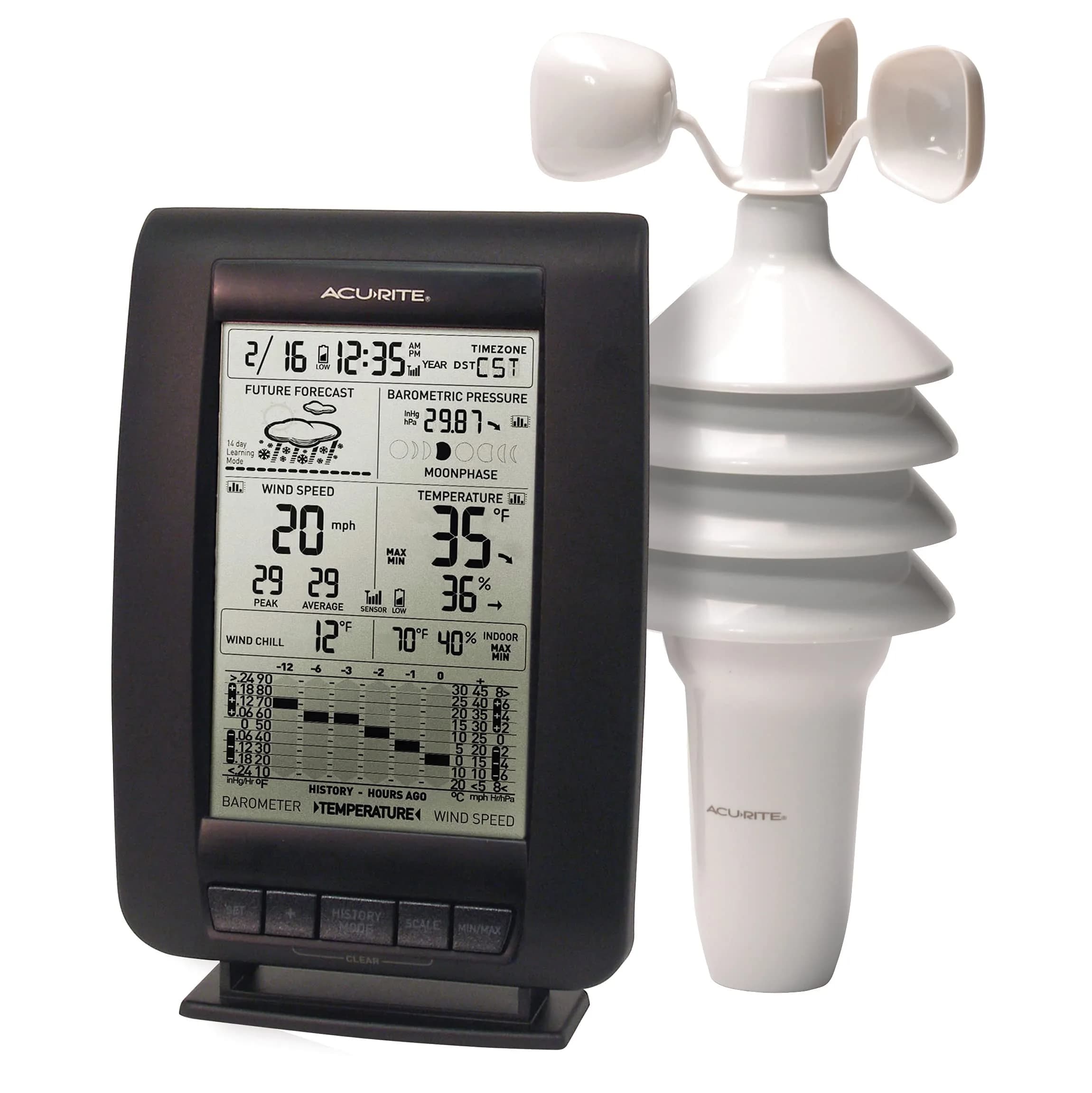 AcuRite 00634A3 Wireless Weather Station with Wind Sensor, Black 1.27 kg (2.78 lb) | Accurate Local Forecasting - main product image