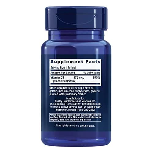 Life Extension Vitamin D3 175 mcg (7000 IU) | Bone & Immune Support, 60 Softgels thumbnail 2