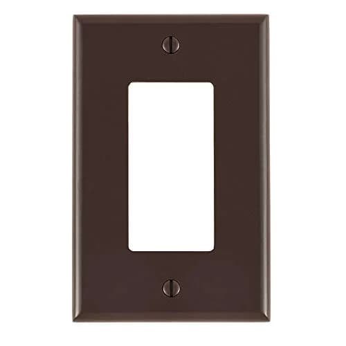 Leviton 1-Gang Decora Wallplate, Midway Size, Thermoset, Brown | High Dielectric Strength & Dust Resistance thumbnail 1