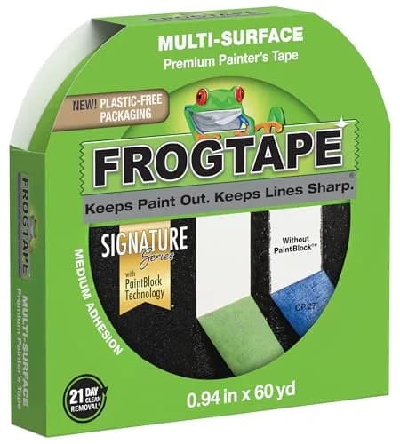 FrogTape Multi-Surface Painter's Tape with PAINTBLOCK, 0.94 in x 60 Yds | Sharp Edges, Clean Removal thumbnail 1