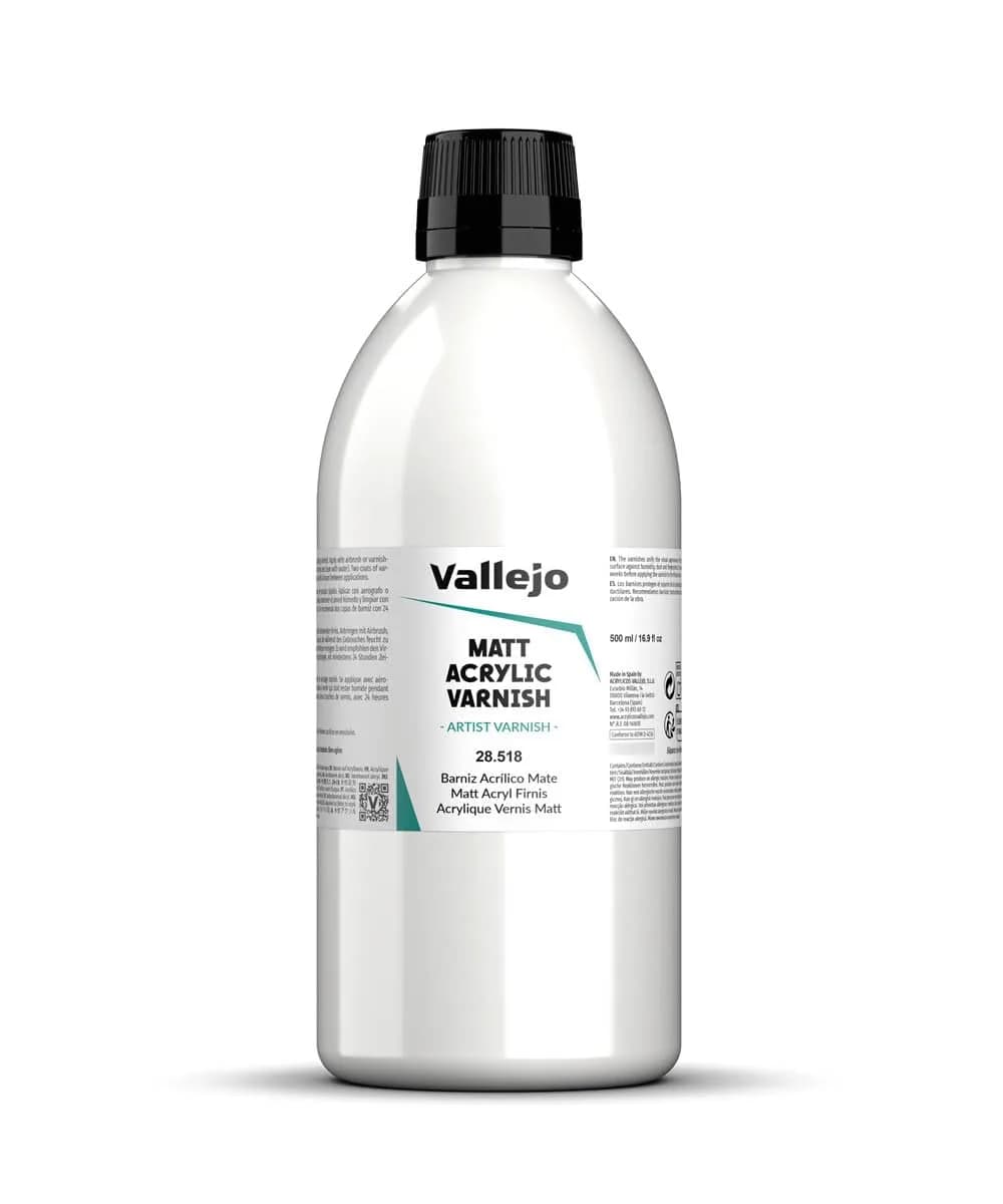 Vallejo Matte Acrylic Varnish 18ml (0.6 fl.oz.) | Scratch Resistant & Non-Yellowing for Models — Matt Acrylic Varnish 500 ml. (16.9 fl.oz.)