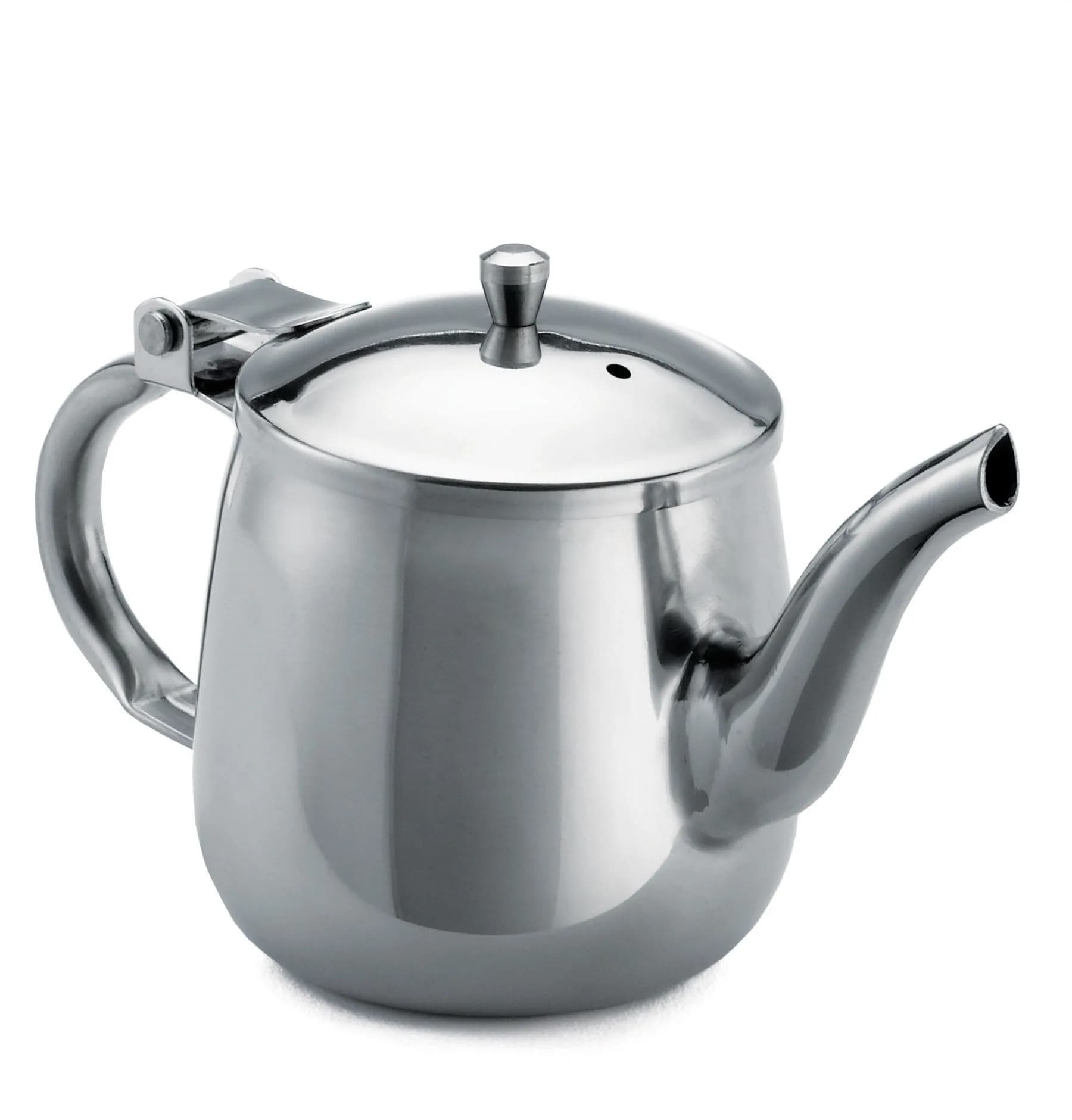 TableCraft GN10 Gooseneck Teapot 296ml (10 Fl Oz) | Elegant Stainless Steel for Single Service — Stainless Steel