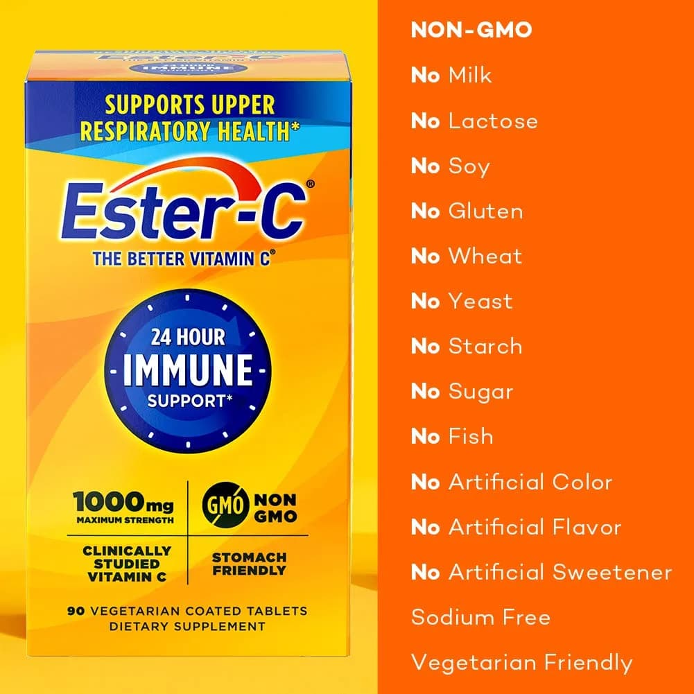 Ester-C Vitamin C 1000 mg Coated Tablets (90 Count) | 24-Hour Immune Support - view 3