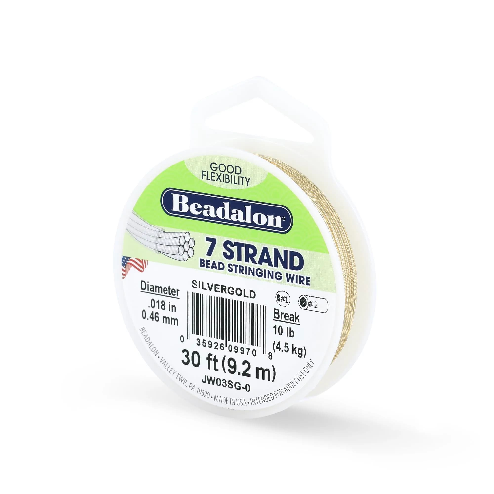 Beadalon 7-Strand Stainless Steel Beading Wire, 0.46 mm (0.018 in) - Silver - main product image
