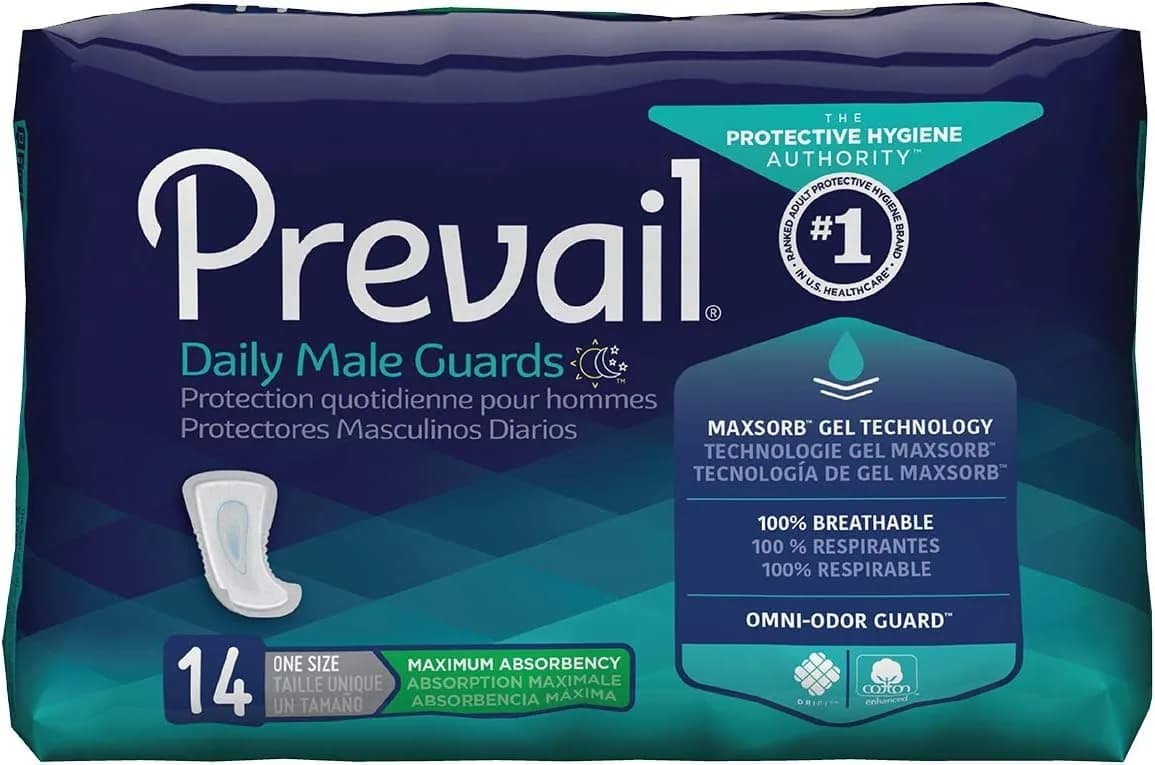 Prevail Male Guards Maximum Absorbency Bladder Control Pad 14 Count | Designed for Men, Secure Fit - main product image