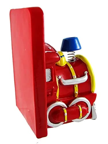 Zeckos Charming Red Train Engine Bookends | Traditional Resin Decorative Bookends (15 cm tall, 10 cm wide, 9 cm deep) thumbnail 4
