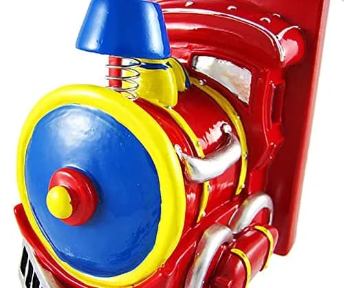 Zeckos Charming Red Train Engine Bookends | Traditional Resin Decorative Bookends (15 cm tall, 10 cm wide, 9 cm deep) thumbnail 2