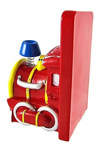Zeckos Charming Red Train Engine Bookends | Traditional Resin Decorative Bookends (15 cm tall, 10 cm wide, 9 cm deep) thumbnail 3