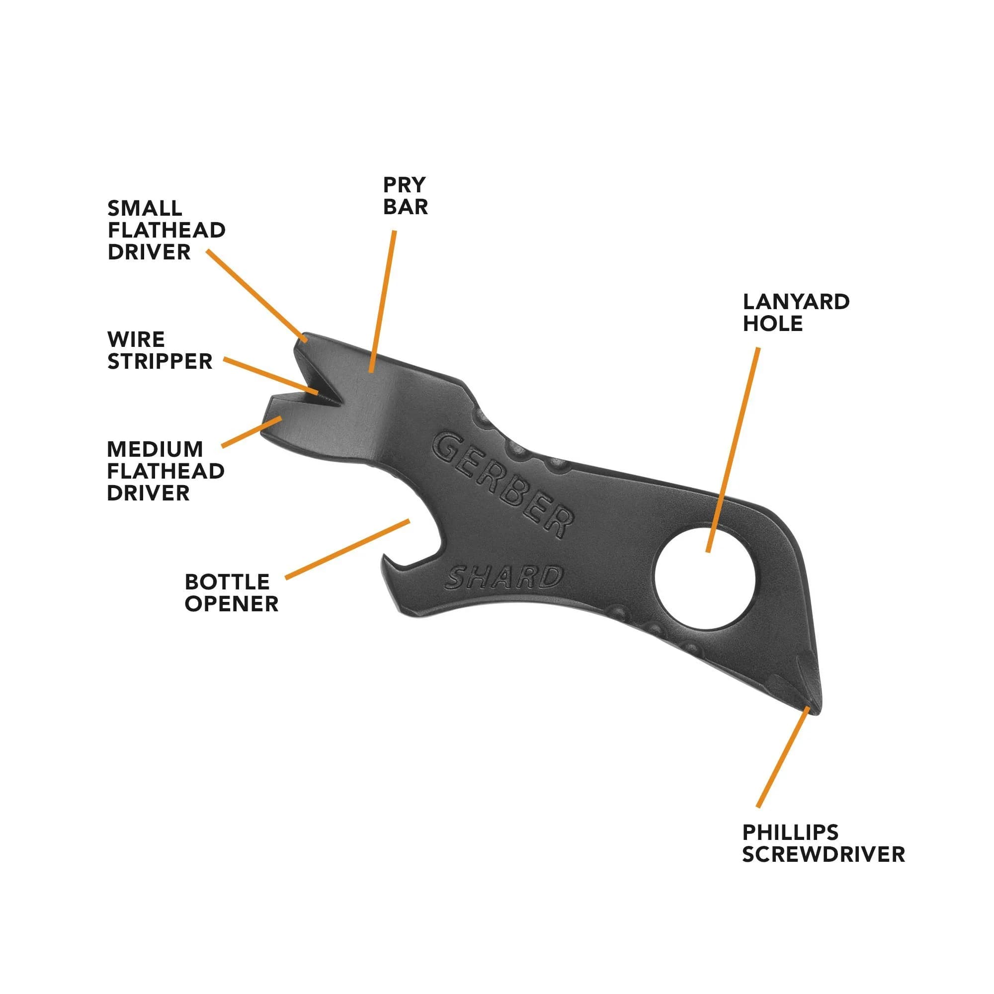 Gerber Shard 7-in-1 Black Multi-Tool Keychain: Pry Bar, Bottle Opener, Wire Stripper - view 2