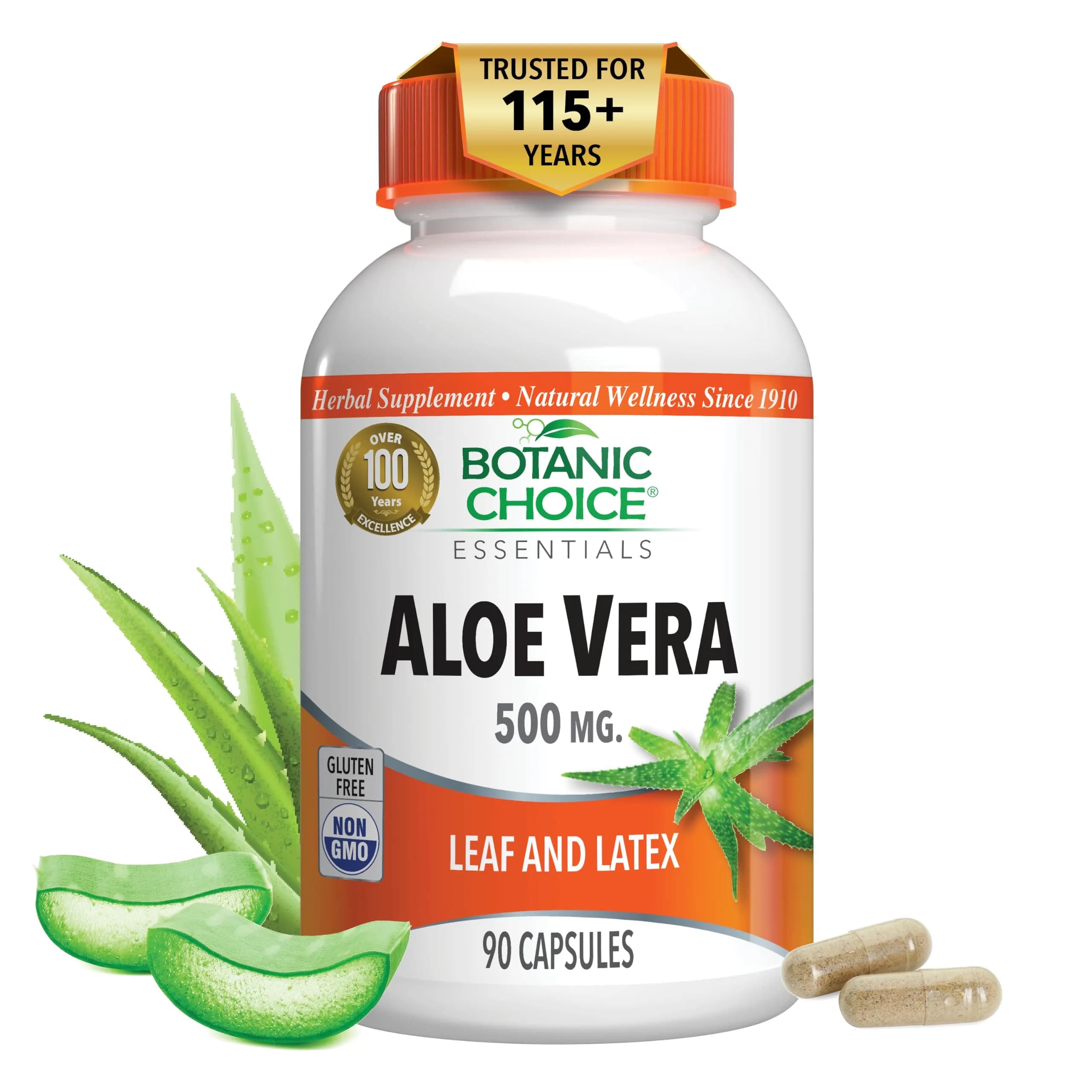 Botanic Choice Aloe Vera Leaf & Latex 500mg | Digestive & Immune Support in 90 Capsules — Capsule