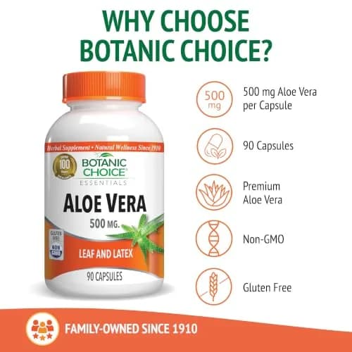 Botanic Choice Aloe Vera Leaf & Latex 500mg | Digestive & Immune Support in 90 Capsules thumbnail 4
