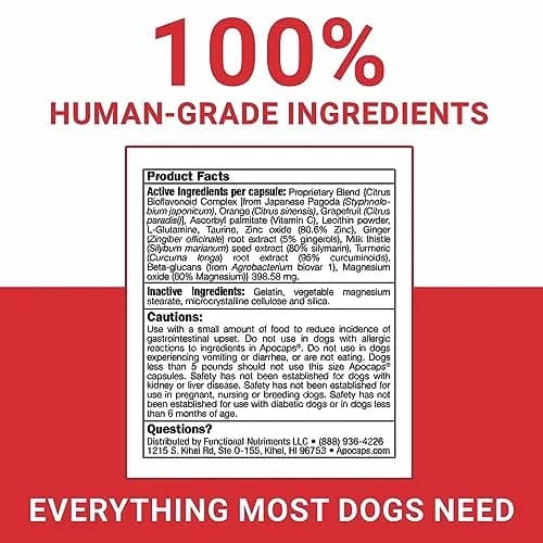 Apocaps CX Apoptogen Formula for Dogs 90 Capsules | Vet-Formulated Immune & Liver Support thumbnail 6