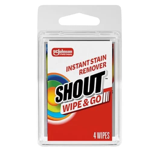 Shout Wipe & Go Instant Stain Remover Wipes, 4 Count (156 g) | Tough on Stains, Gentle on Fabric thumbnail 1