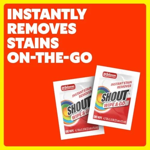 Shout Wipe & Go Instant Stain Remover Wipes, 4 Count (156 g) | Tough on Stains, Gentle on Fabric thumbnail 2