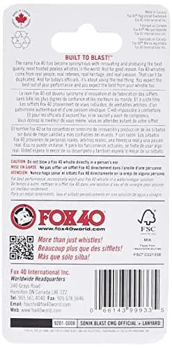Fox 40 Sonik Blast CMG Whistle with Break Away Lanyard (Black) | Loud 120+ dB Signaling Device for Crowd & Rescue thumbnail 2