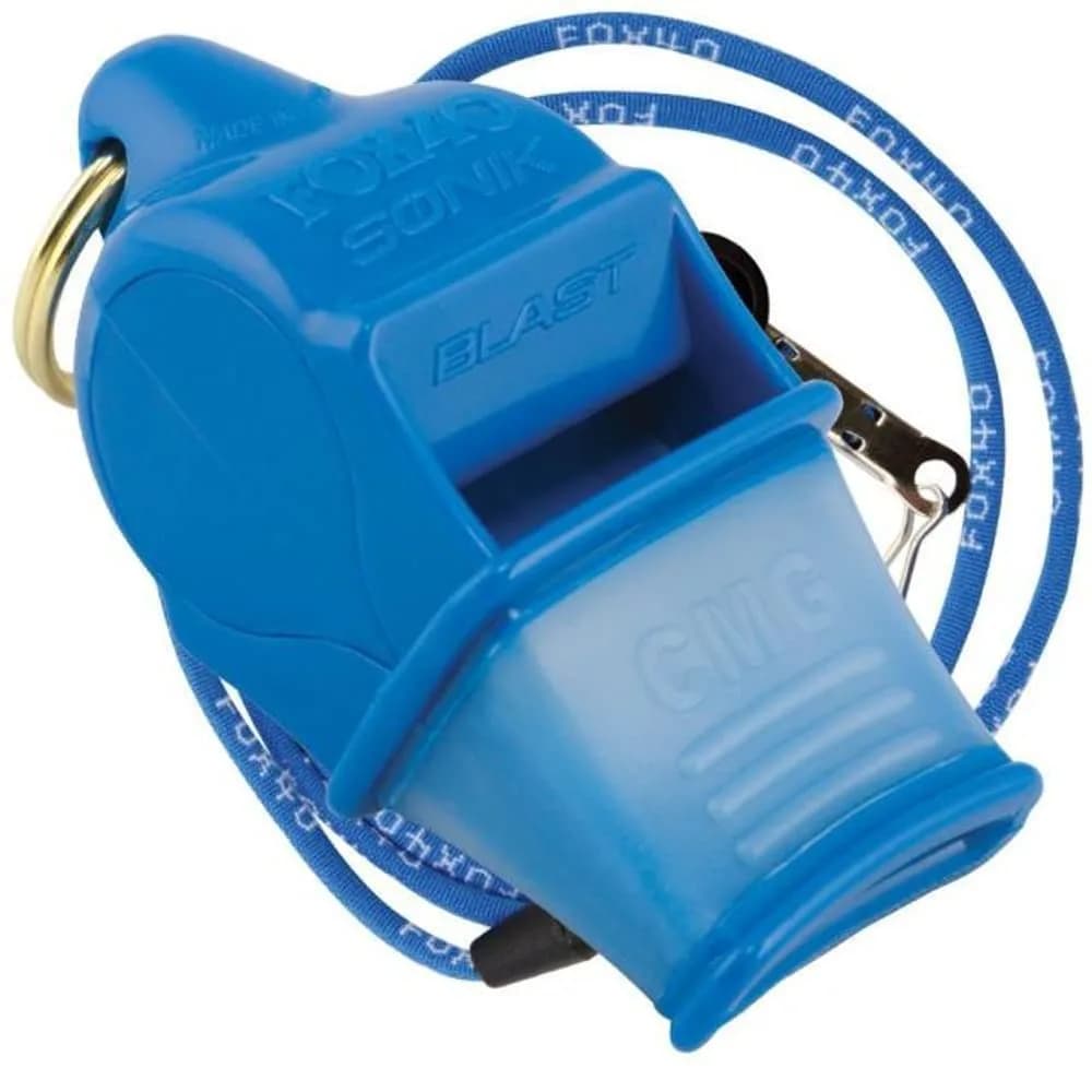 Fox 40 Sonik Blast CMG Blue Whistle | 120dB Loud, Pea-Less, Marine-Grade Safety Whistle — Blue